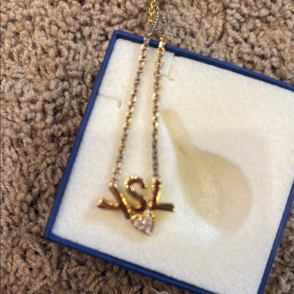 Yves Saint Laurent Gold and Silver Necklace with Abstract Pendant